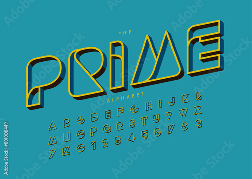 Vector of stylized modern font and alphabet