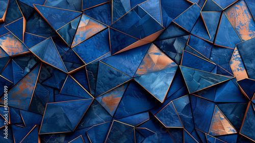 Copper Toned Polygon Shapes on Indigo Background