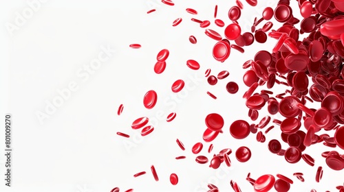 Red blood cells on white background