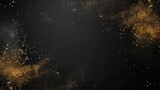 Luxurious gold dust particles flying on black background and text space