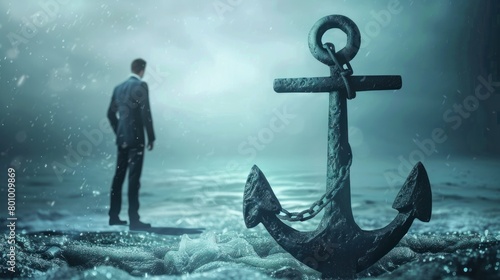 Businessman with anchor in business concept. photo