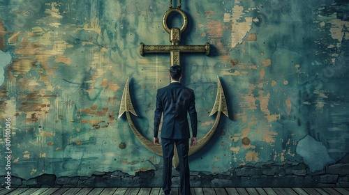 Businessman with anchor in business concept. photo