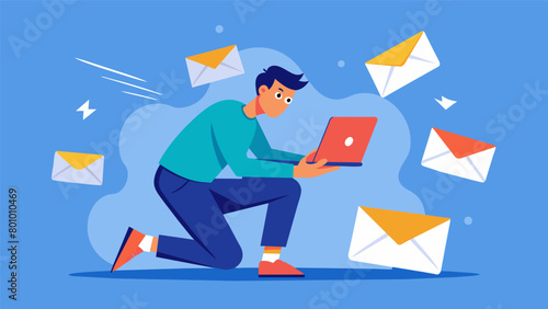 A man quickly scrolling past flash sale emails without opening them.