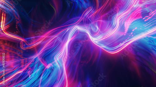 Energetic streaks of neon light tracing dynamic curves in a rhythmic dance of color and movement.
