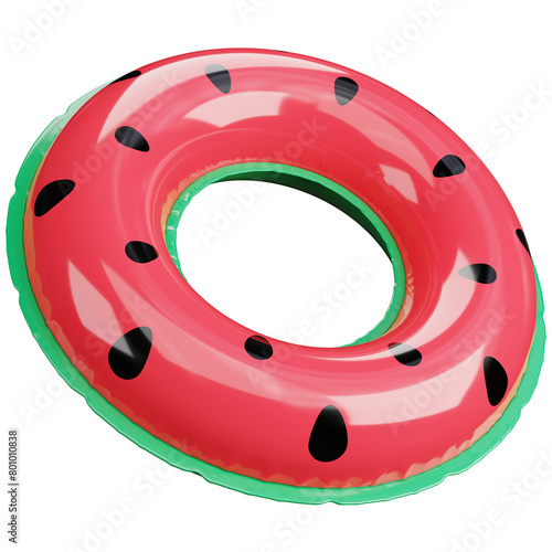 3d render of swim ring watermelon texture.