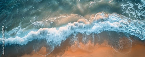 Aerial view of wave crashing along the shore of the Hamptons, Southampton, New York, United States. photo