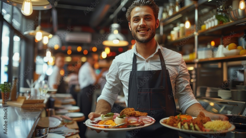 Dining Delight: Restaurant Servers Skillfully Delivering Orders with Expertise and Genuine Hospitality Dining Delight: Restaurant Servers Skillfully Delivering Orders with Expertise and Genuine Hospitality