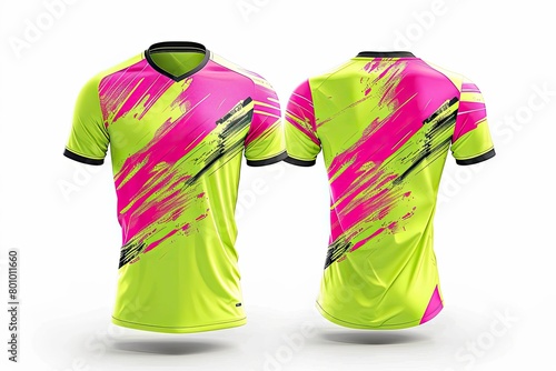 A 3D jersey with an electrifying color combination of neon yellow and hot pink