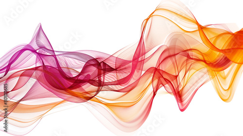 Energetic red and orange spectrum wave patterns with a futuristic touch, isolated on a solid white background."