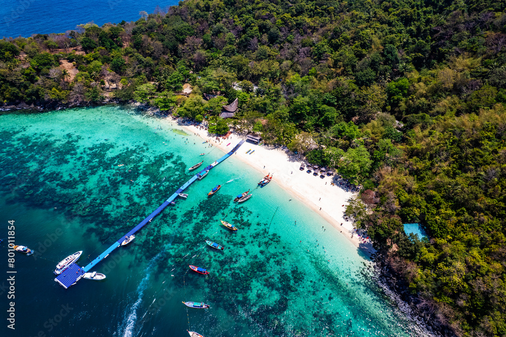 Aerial view of Coral island or Koh hey in Phuket, Thailand