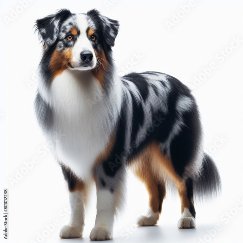 Image of isolated Australian sheepdog against pure white background, ideal for presentations 