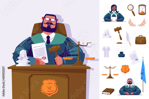 Justice illustration and icons in flat design © Macrovector