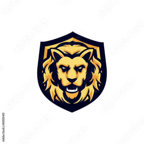 Shield Lion mascot logo luxury logo