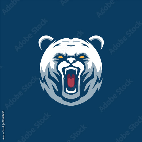 Polar bear angry face logo mascot