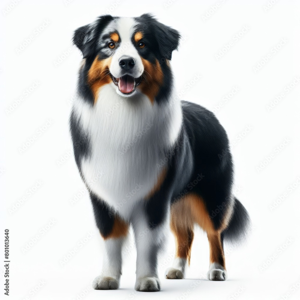 Image of isolated Australian sheepdog against pure white background, ideal for presentations
