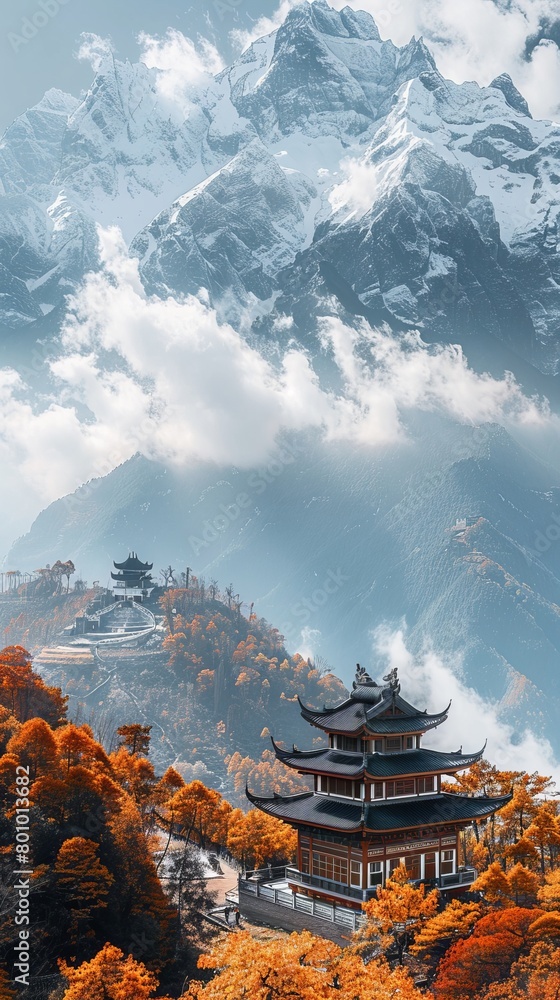 Obraz premium Meili snow mountain in yunnan province rizhao golden hill