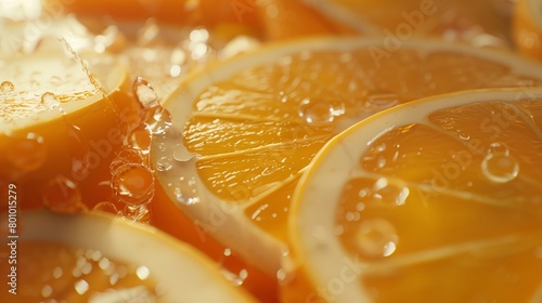 Close Up of Orange Slices With Water Droplets