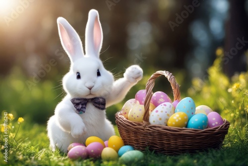 easter bunny and easter eggs © sandra