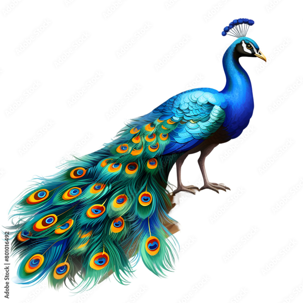 Obraz premium watercolor colorful paint peacock isolated on transparent white background,Generative Ai