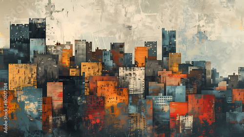 Abstract city painting background