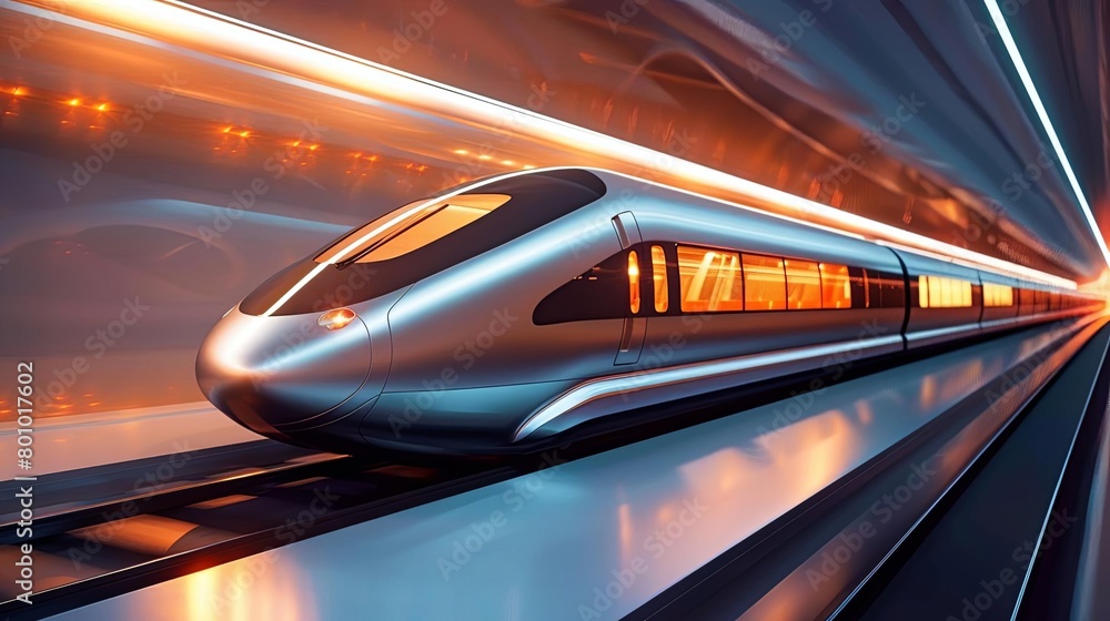 Highspeed electric train as a sustainable travel option, 3d render illustrated, for presentation design