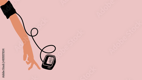 self checking arterial blood pressure, flat color illustration