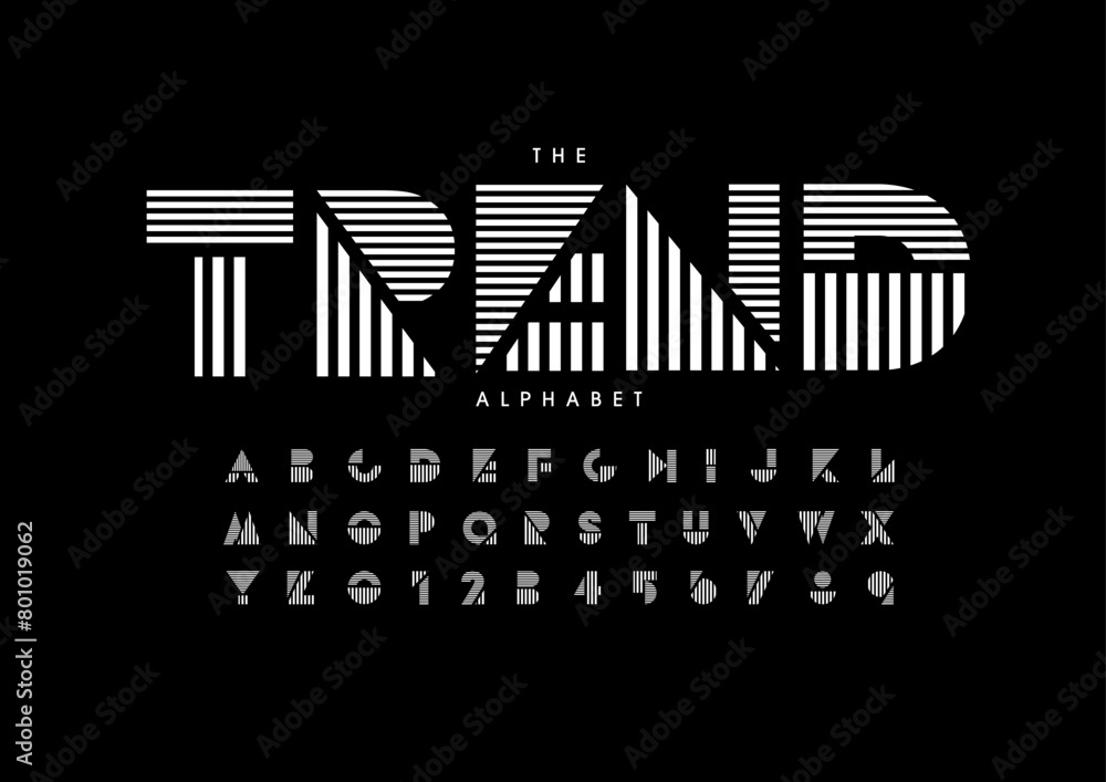 Vector of stylized modern font and alphabet Vector of stylized modern font and alphabet