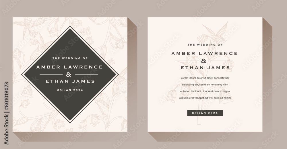 Fototapeta premium Vintage Botanical Wedding Invitation Design