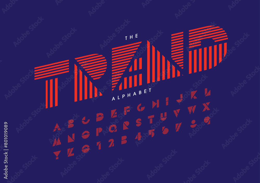 Fototapeta premium Vector of stylized modern font and alphabet