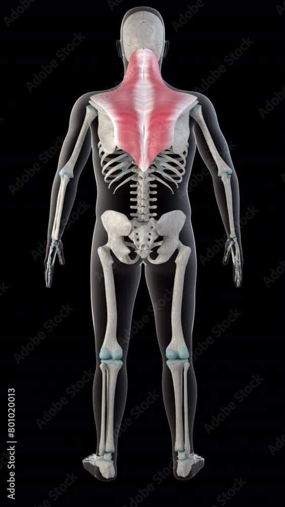 Trapezius Muscles on Whole Human Body Vertical Video Trapezius Muscles on Whole Human Body Vertical Video
