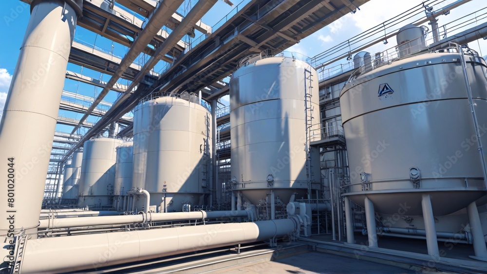 Hydrogen power plant large steel tanks and pipes Hydrogen power plant large steel tanks and pipes