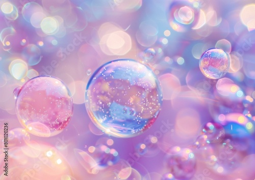 Enchanting Abstract Pastel Bubbles with Bokeh Lights Background