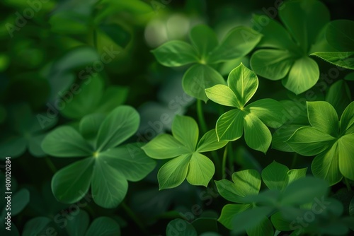 Green Oxalis Leaves on Dark Background - Tuberous Perennial with Hardy Evergreen Foliage