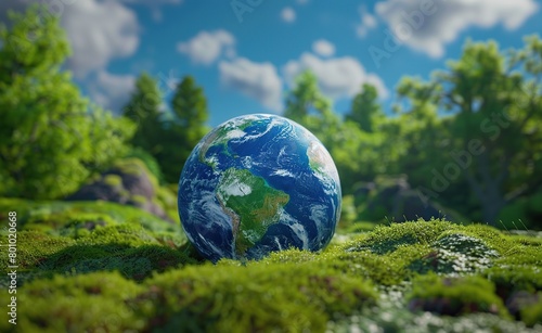 Globe in the grass. Earth day concept