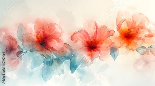 A soft and dreamy depiction of abstract flowers painted in watercolor style, Beautiful abstract colorful flower design. Generative AI