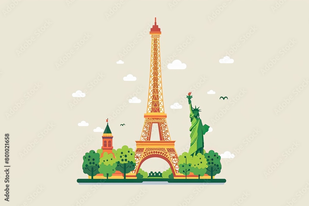 The Eiffel Tower, a famous landmark in Paris, France, stands tall against the sky. Generative AI