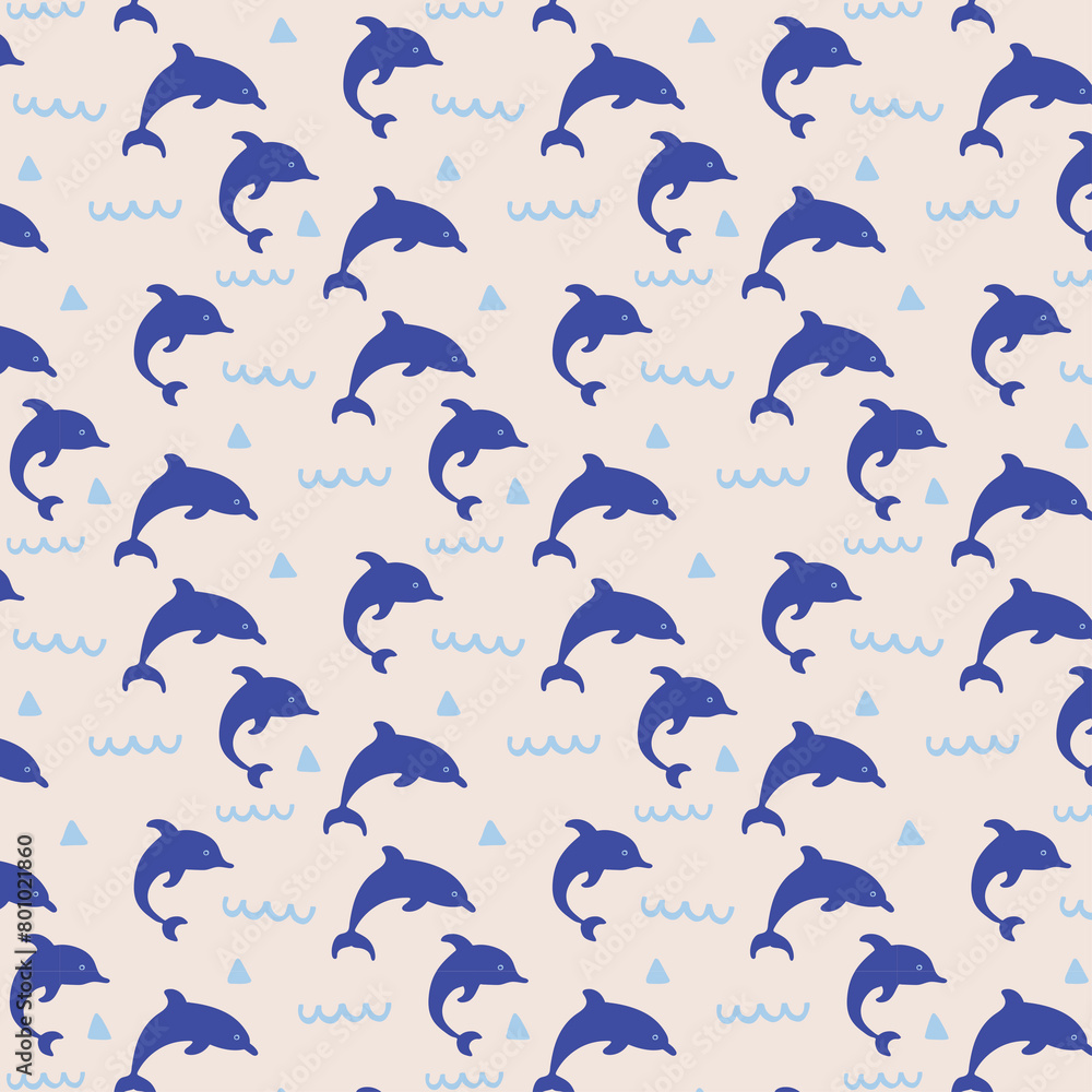 Summer Graphics Print, Digital Paper with Dolphins pattern illustrations Summer Graphics Print, Digital Paper with Dolphins pattern illustrations