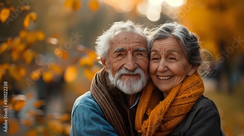 The infectious happiness of a mature couple in nature's embrace