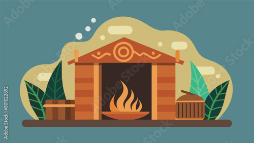 The Maori people of New Zealand use steam saunas called wharenui as part of their healing practices and ceremonies using medicinal herbs and hot. photo