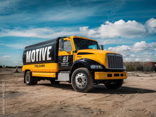 Text truck insurance  commercial truck insurance  cargo truck and Hotspot truck in yellow and black color truck Ai Generated