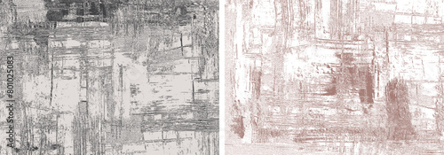 Modern abstract background, dirty paint strokes on canvas, set of two vector paintings, grungy backdrops