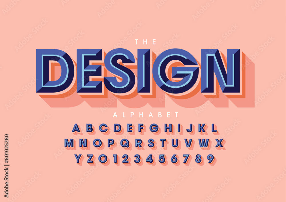 Fototapeta premium Vector of stylized modern font and alphabet