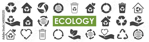 set of environmental icons on white background
