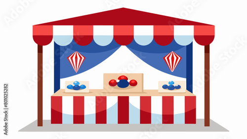 A tented booth features handcrafted jewelry with red white and blue gemstones reflecting the pride and spirit of Independence Day.. Vector illustration