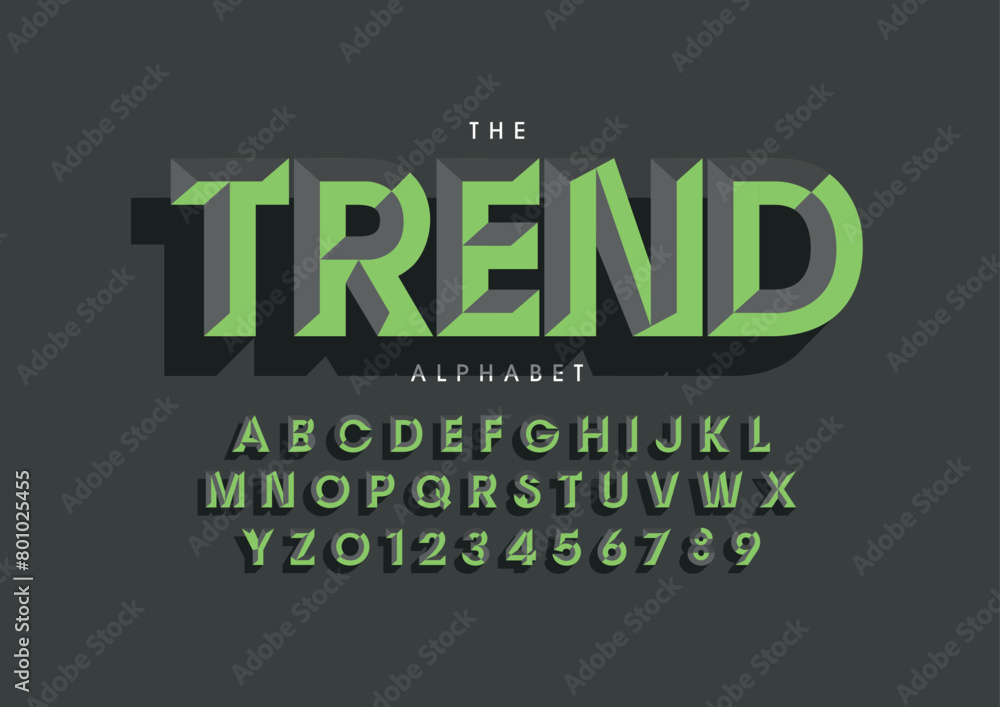 Fototapeta premium Vector of stylized modern font and alphabet