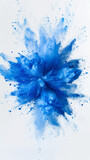 A captivating abstract of blue and white ink splash, representing a burst of colors and emotion