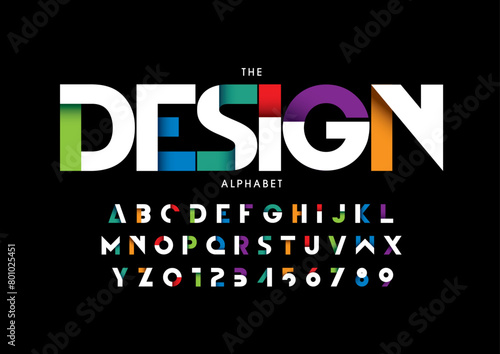 Vector of stylized modern font and alphabet