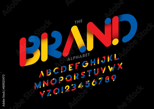 Vector of stylized modern font and alphabet
