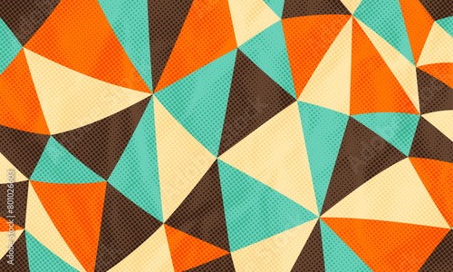 Abstract Vintage Retro 60s 70s Aesthetic Geometric Shapes Pattern Vector Background Dotted Color Halftone Print Texture