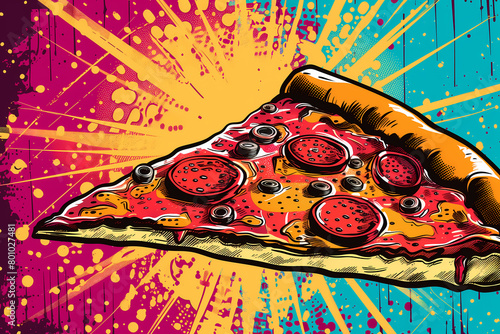 A slice of new york style pizza, pop art
